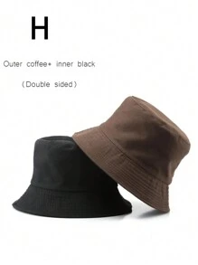 1pc Unisex Two-Sided Solid Color Outdoor Sun Hat, Bucket Hat Casual - Multicolor - View 18