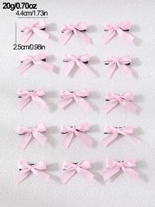 6个/15个/30个套装可爱蝴蝶结发夹，彩色蕾丝发夹，时尚发卡，适合女孩日常、节日、情人节、派对等场合，可作头部饰品、情人节饰品、女士发饰、发夹 - 粉色 - 查看 7