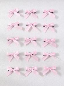 6个/15个/30个套装可爱蝴蝶结发夹，彩色蕾丝发夹，时尚发卡，适合女孩日常、节日、情人节、派对等场合，可作头部饰品、情人节饰品、女士发饰、发夹 - 粉色 - 查看 6