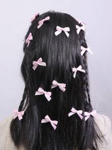 6个/15个/30个套装可爱蝴蝶结发夹，彩色蕾丝发夹，时尚发卡，适合女孩日常、节日、情人节、派对等场合，可作头部饰品、情人节饰品、女士发饰、发夹 - 粉色 - 查看 2