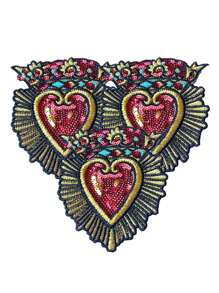 1 Peça Patch Bordado com Lantejoulas em Formato de Escudo Vermelho em Forma de Coração, Dia das Bruxas, Dia dos Namorados, Verão, Escola - 1 pedaço - Visão 1