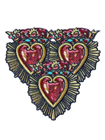 1 pieza Parche con forma de escudo de corazón rojo bordado con lentejuelas, para Halloween, Día de San Valentín, verano, escuela