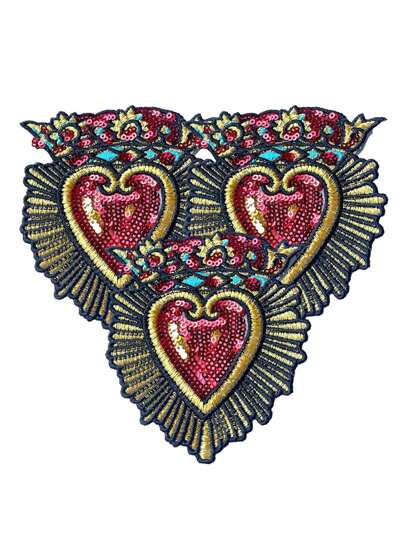 1 Piece Red Heart Shield Shaped Embroidered Sequins Patch Halloween Valentine's Day Valentines Summer, School