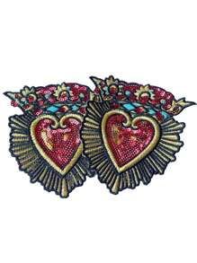 1 Peça Patch Bordado com Lantejoulas em Formato de Escudo Vermelho em Forma de Coração, Dia das Bruxas, Dia dos Namorados, Verão, Escola - 1 pedaço - Visão 5