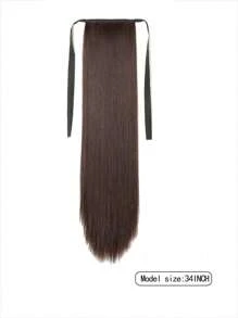 1PC Synthetic Hair Fiber Straight Hair With Ponytail Extensions Wig Wig Chip-In Hair Extensions Pony Tail Wigs - Black-brown - View 2