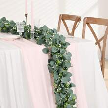 1 Stücke Eukalyptus Girlande, 5.9ft Grünery Girlande Mit Blumen, Künstliche Faux Silber Dollar Eukalyptus Blätter Ranken Für Tisch, Zuhause, Hochzeit, Kamin, Party, Innen- Und Außendekoration