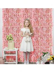 1pc/2pcs Artificial Rose Wall For Home Decoration, Valentine's Day Green Plastic Artificial Leaf Panel Wall Decoration, Room Decoration Artificial Background Wall Flowers, Outdoor Wedding Background Decoration Wall, Suitable For Gardens And Patios, Simple PC Artificial Leaf Home Decoration. - Pink - View 6
