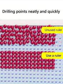 1 Pieza Herramientas De Pintura De Diamante Diy Con Regla De Dibujo De Punto De Cruz, Accesorio De Bordado De Diamante Redondo, Regla De Bordado De Acero Inoxidable - Plateado - Ver 7