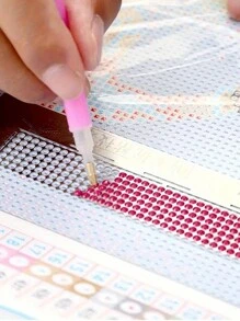 1 Pieza Herramientas De Pintura De Diamante Diy Con Regla De Dibujo De Punto De Cruz, Accesorio De Bordado De Diamante Redondo, Regla De Bordado De Acero Inoxidable - Plateado - Ver 5