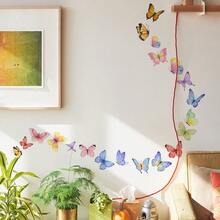 1 Pieza Mariposa De Colores Pintada A Mano Y Adhesiva Para Pegar En La Pared, Pegatina Para Decoración De Sala De Estar Y Dormitorio - Multicolor - Ver 3