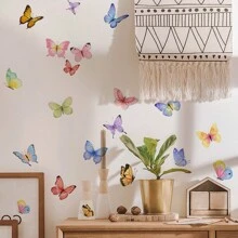 1 Pieza Mariposa De Colores Pintada A Mano Y Adhesiva Para Pegar En La Pared, Pegatina Para Decoración De Sala De Estar Y Dormitorio - Multicolor - Ver 4