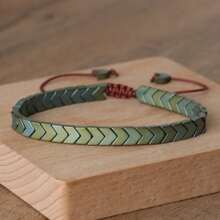 gxtbw 1 pieza Brazalete de hematita con diseño de flecha, brazalete de equilibrio, meditación, calmante, brazalete de protección espiritual, regalo