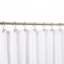 12pcs/Set Matte Nickel Shower Curtain Hooks, Bathroom Rustproof Curtain Ring, Modern Metal Decorative Shower Hooks, Fits Straight & T-Shaped Rods Bathroom Decor - Multicolor - View 3