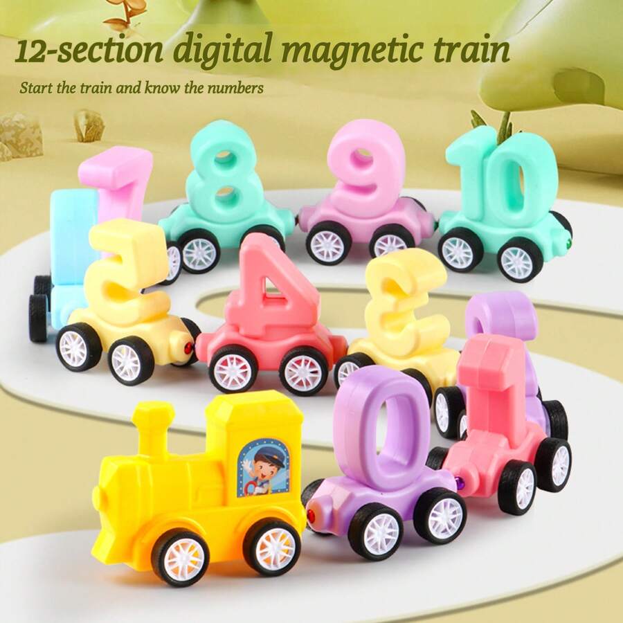 磁力火車玩具,可以提早學習和認知數字,適合作為兒童生日禮物,提高孩子技能。附件的顏色隨機。