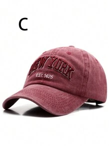 1pc Unisex Vintage Distressed Washed New York Embroidered Fashion Baseball Cap - Multicolor - View 4
