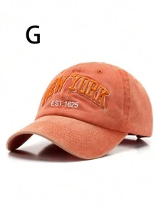 1pc Unisex Vintage Distressed Washed New York Embroidered Fashion Baseball Cap - Multicolor - View 8
