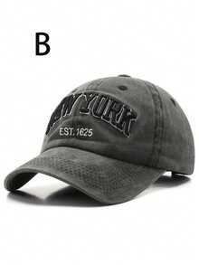 1pc Unisex Vintage Distressed Washed New York Embroidered Fashion Baseball Cap - Multicolor - View 3
