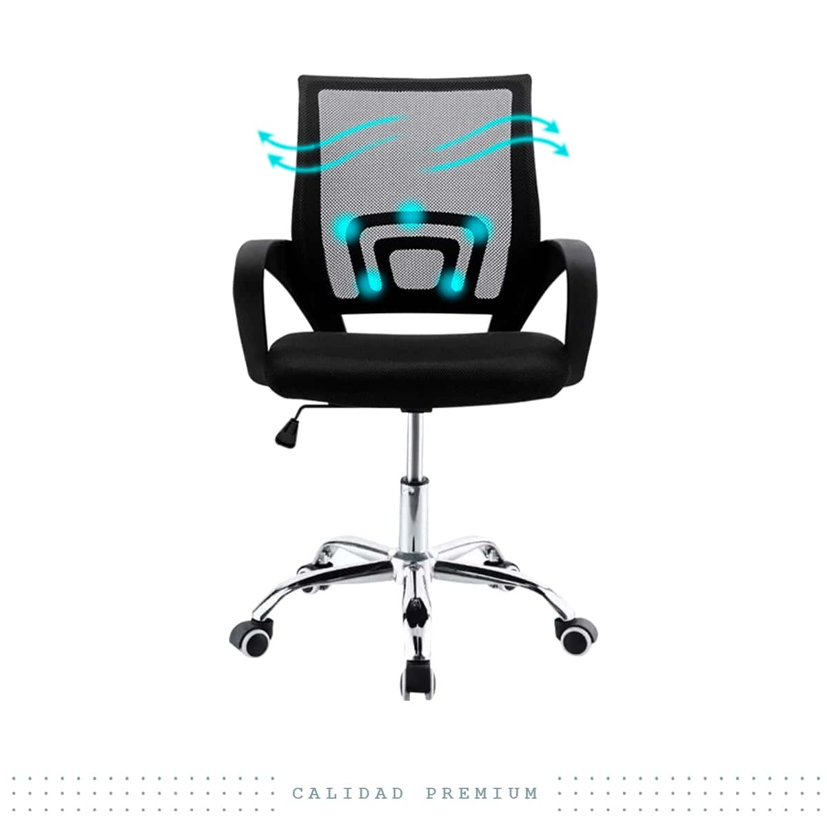 Silla Oficina Escritorio Ejecutiva Ergonómica Premium Respaldo de Malla Ayuda Lumbar Ruedas Giratorias 360 Grados Altura Ajustable - Negro - Ver 1