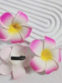 3 件装甜美女士鸡蛋花发夹可爱海边度假风格花卉发饰，波西米亚风格清新雏菊发夹，适合海岛海滩度假派对，鳄鱼发夹，百搭发饰，春夏 - 彩色 - 查看 18