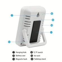 英文版電子數字顯示溫濕度計,高精度觸摸式濕度計,abs材質 - 白色 - 查看 4