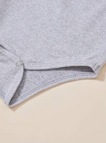 Baby Boy Casual Slogan Print Short Sleeve Bodysuit - Grey - View 4