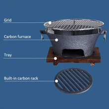 11英寸室外鑄鐵炭火烤肉架,鑄鐵爐 + 烤網 + 隔熱底板,非常適合家庭聚會、露營、燒烤