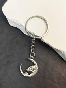 1pc Gothic Style Moon & Skull Design Keychain, Suitable For Couple Gift Or Daily Use - Multicolor - View 8