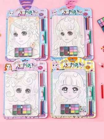 1pc Random Sticker Makeup Toy Set, Diy Doodles & Watercolor Painting, For Creative Artwork And Handicraft
