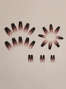 24 Pieces Milky White Powder Long Gradient Ballet Nail Nail Tablets +1 Piece 24 Jelly Glue +1 Rub St Press On Nails Nail Supplies