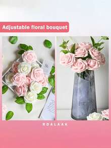 Hoa nhân tạo Hoa hồng , Bọt Mô phỏng Biến đổi dần Màu hồng Fake Hoa hồng Đối với Trang trí nhà cửa Lễ cưới Cô dâu Tắm em bé Bàn Trang trí theo mua Và Nhà  Sân vườn Bàn - Hồng - Xem 4