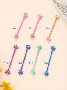 1pc Cute Sweet New Arrivals Purple Industrial Piercing Jewelry 14G Stainless Steel Lotus Heart Wave Industrial Earrings 5A Stone For Women Chain Dangle Industrial Bar Piercing Cartilage Helix Piercing Earrings Industrial Barbell Body Piercing Jewelry - Multicolor - View 9