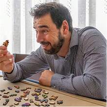 Wooden Dinosaur Animal Puzzle, A3/A4 Size, Unique Shape Building Block Game - Beige - View 8