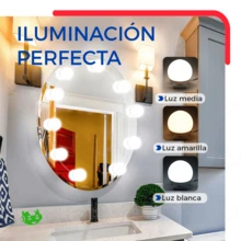 Focos Led Regulables Para Espejo De Tocador 10 Leds Bombillas Con Cable USB Luz cálida, luz fría y luz neutra. - Blanco - Ver 5