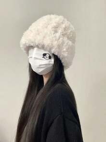 女士冬季针织帽，保暖，白色，带保暖内衬，适合大头 - 黑色 - 查看 24