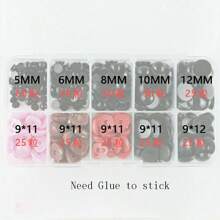 330pcs/Pack Diy Plush Toy Eyes And Nose Material, Including Black Flat Bottom Round Eyes, Colored Triangular Flat Bottom Nose - Multicolor - View 5