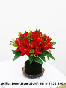 1pc Simulation Flower & Plant, Valentine'S Day, Home, Hotel, Party, Festival Decor, Fake Gypsophila Rose Lily Bamboo Chrysanthemum Maple Leaf Money Grass, Plastic, Polyester, Elegant And Affordable - Multicolor - View 3