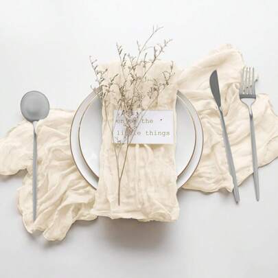 6pcs/12pcs/24pcs/48pcs Cheese Cloth Napkins 50x50cm Pleated Dinner Napkins Farmhouse Boho Tablescape Napkins For Wedding Party Events Home Dining Table Decor
