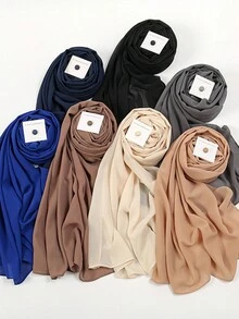 2入組/套女士大尺寸長圍巾,強力磁扣,色彩協調,雪紡圍巾 - 白色 - 查看 5