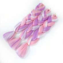 Braiding Hair Extensions 24 Inch 1pc/Pack Synthetic High Temperature Jumbo Braiding Hair Profession Crochet Colored Hair Extensions For Braiding For Daily Party , Halloween, Cosplay,Christmas, Parties, Etc.(Purple/Pink/White)