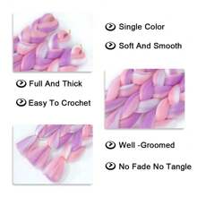 Braiding Hair Extensions 24 Inch 1pc/Pack Synthetic High Temperature Jumbo Braiding Hair Profession Crochet Colored Hair Extensions For Braiding For Daily Party , Halloween, Cosplay,Christmas, Parties, Etc.(Purple/Pink/White)