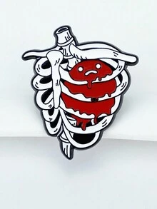 1 Pieza Broche De Aleación Pintado De Corazón Y Costillas De Dibujos Animados Unisex Para Uso Diario - Multicolor - Ver 7