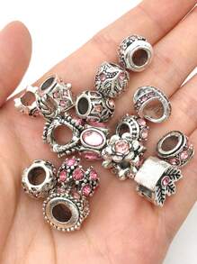 ngẫu nhiên 10 cái Retro Dát Pha lê Lớn Lỗ Hạt , Hợp kim Men răng Spacer Hạt , Đối với DIY Thủ công Vòng tay cườm Dây chuyền Thủ công mỹ nghệ , Làm đồ trang sức Quân nhu - tròn - Xem 12