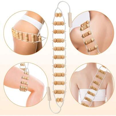 1pc Wood Massage Tools, Back Roller Strip Trigger Point Self Massager, Full Body Muscle Massage, Back Massage Tool For Muscle Relief,School,Back To School,Travel,Travel Essentials,Home Essentials,Spa,Massage Tool,Massage,Massager,Spa