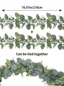 1/3 Pcs, 5.8Ft/1.78m Artificial Eucalyptus Wreath, Faux Green Garland, For Baby Shower, Wedding Party, Mantel, Scene Decor, Home Decoration Gifts Birthday Graduation,Fake Plants