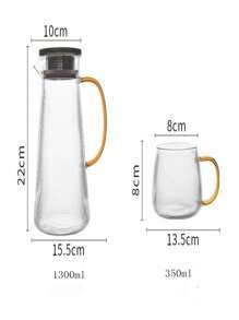 北歐風格耐高溫玻璃水壺套裝,附有保溫豪華水杯,大容量玻璃瓶可盛載冷水、果汁、茶等