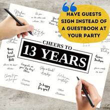 Đen Đồ Trang Trí Sinh Nhật Đối với Con trai Hoặc Cô gái , Tấm bảng Sổ lưu bút , Vui Quà sinh nhật , Dấu hiệu In Áp phích Đối với Ngày kỷ niệm , Trang trí ( Không có khung ) - 13 tuổi - Xem 3