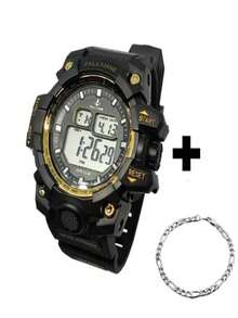 Men's Digital Watches - 黑色 - 查看 3