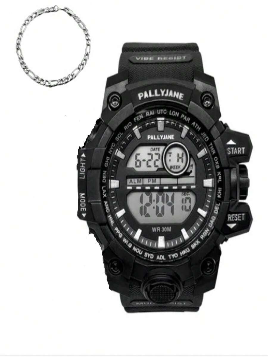 Men's Digital Watches - 黑色 - 查看 1