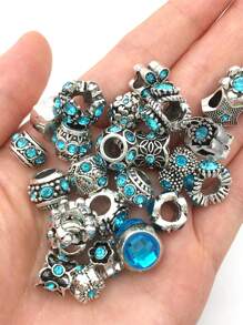 ngẫu nhiên 10 cái Retro Dát Pha lê Lớn Lỗ Hạt , Hợp kim Men răng Spacer Hạt , Đối với DIY Thủ công Vòng tay cườm Dây chuyền Thủ công mỹ nghệ , Làm đồ trang sức Quân nhu - tròn - Xem 11