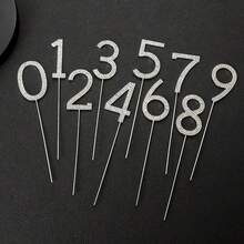 1入數字形狀合金鑲鑽蛋糕插件,適用於生日、婚禮主題裝飾 - 彩色 - 查看 11